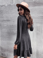 Solid Ruffle Hem Dress