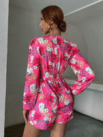 Floral Print Lantern Sleeve Romper