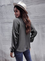 Knot Hem Button Detail Tee
