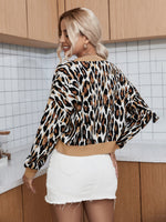 Leopard Pattern Button Front Drop Shoulder Cardigan