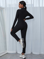 Ribbed Knit Stand Neck Unitard Jumpsuit