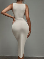 Cut Out Twist Front Single Breasted Slit Hem Dress