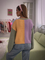 Colorblock Drop Shoulder Button Up Cardigan