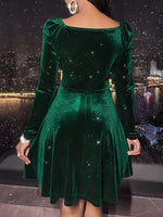 Surplice Neck Velvet A-line Dress