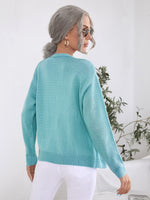 Pointelle Knit Drop Shoulder Cardigan