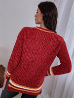 Drop Shoulder Stripe Trim Cricket Sweater