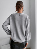 Button Detail Drop Shoulder Sweater