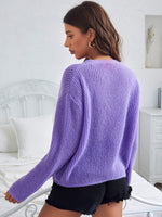 Drop Shoulder Button Front Solid Cardigan