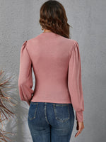 Solid Puff Sleeve Slim Fit Tee