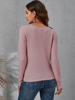 Solid V Neck Twist Front Tee