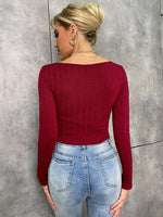 Solid Textured Crop Slim Fit Tee