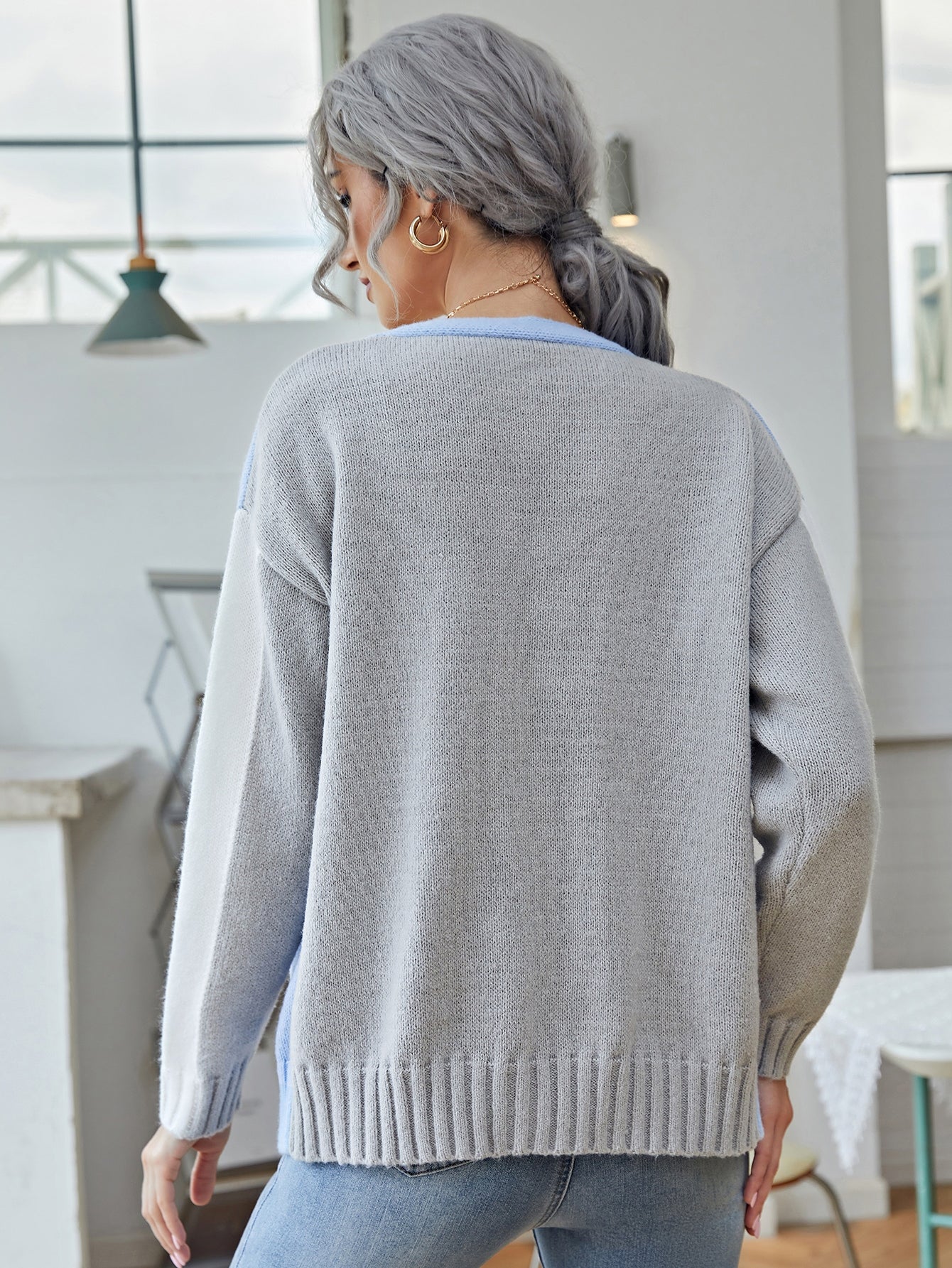 Color Block Pocket Front Cardigan