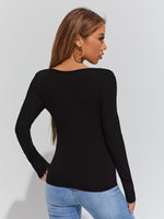 Solid Square Neck Skinny T-Shirt