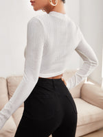 Solid Cut Out Lace Up T-Shirt