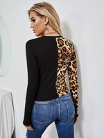 Leopard Print Round Neck Tee