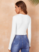 Ribbed Knit Hanky Hem Crop Tee