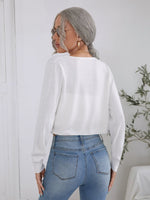 Button Placket Ribbed Knit Crop Cardigan