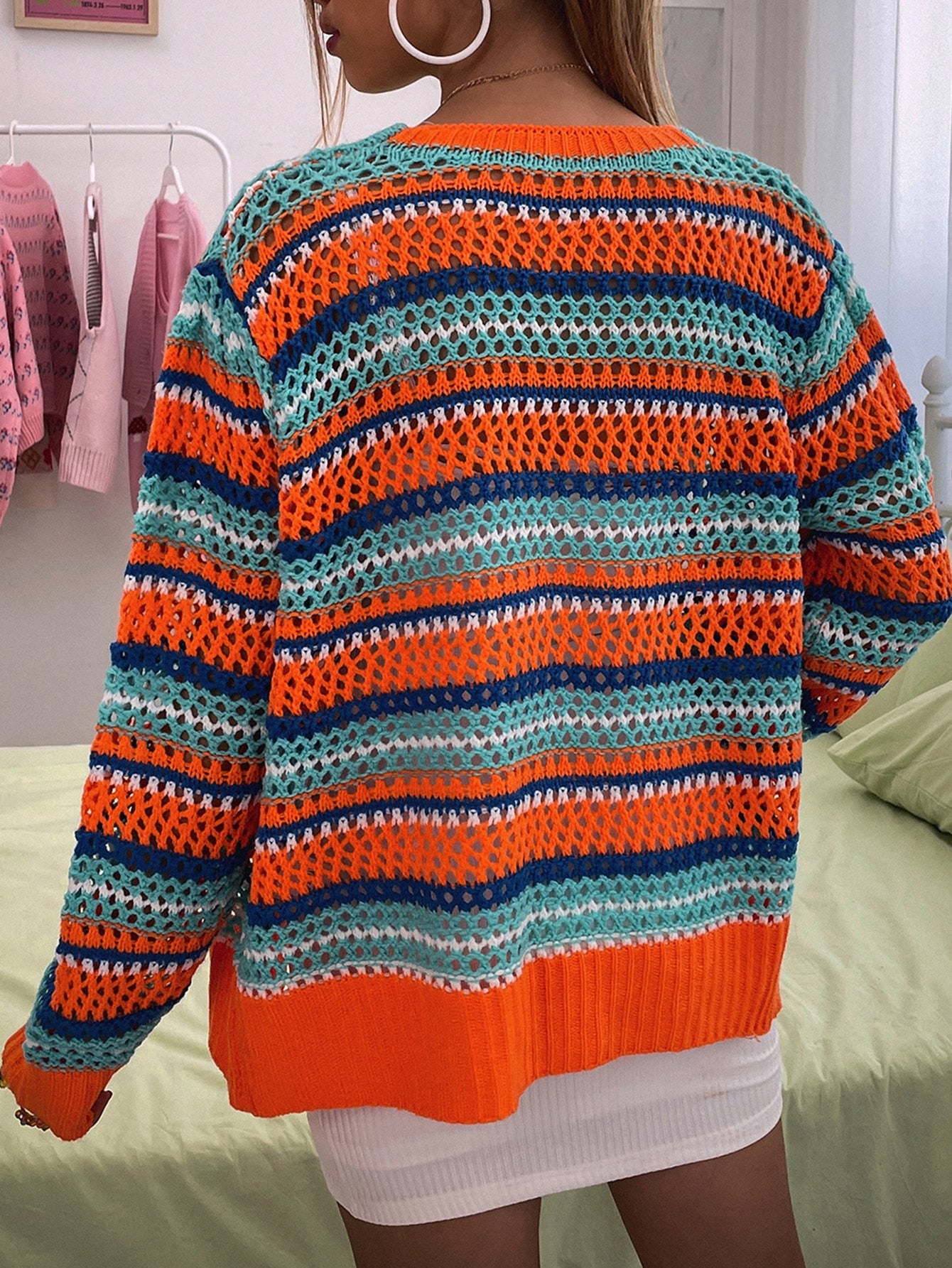 Pointelle Knit Button Front Cardigan