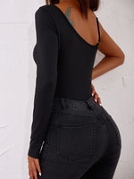 Asymmetrical Neck Cut Out Front Bodysuit