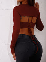 Cross Halter Lace Up Back Top With Tee