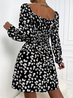 Floral Print Knotted Front Lantern Sleeve Dress