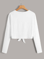 Solid Round Neck Knot Hem Tee