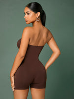 Solid Backless Tube Unitard Romper