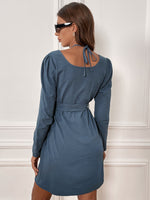Crisscross Front Halterneck Belted Dress