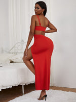 Cut Out Back Split Thigh Tank Dress