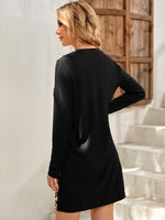 Leopard Print Sequin Insert Tee Dress