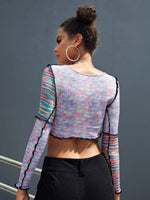 Space Dye Contrast Seam Bandana Crop Tee