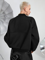 Raglan Sleeve Zip Up Bomber Jacket