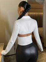 Solid Collared Cut Out Blouse