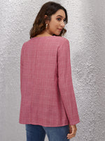 Plaid Ruched Single Breasted Blouse