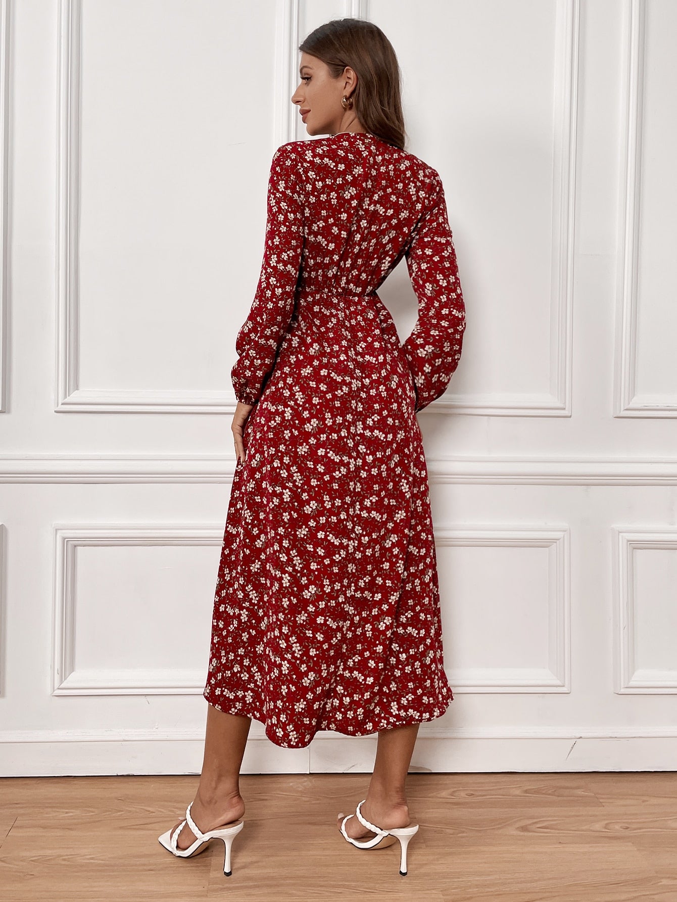 Floral Print Knot Front Dress