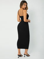 Solid Strappy Detail Bodycon Dress
