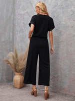 Notch Neck Slant Pocket Wide Leg Jumpsuit