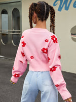 Single Breasted Floral Pattern Cardigan
