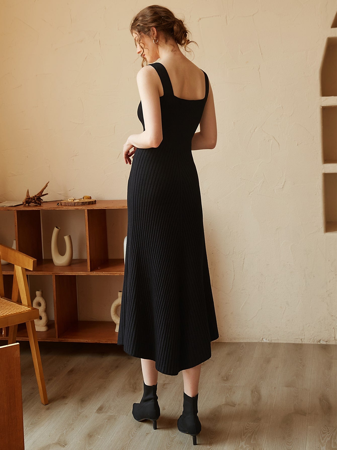 Ribbed Knit Cami Sweater Dress