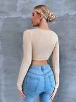 Crop Slim Ribbed Knit Tee