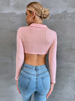 Drawstring Ruched Bust V Collar Crop Tee