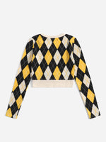 Argyle Print Round Neck Tee