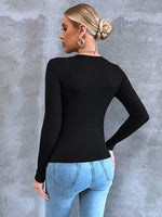 Slit Hem Rib-knit Tee