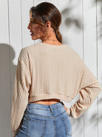 Drop Shoulder Crop Ribbed Knit Tee