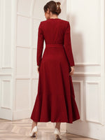 Ruffle Trim Belted Wrap Dress