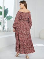 Plus Ditsy Floral Print Frill Trim Skirt