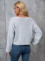 Drop Shoulder V Neck Rib-knit Crop Tee