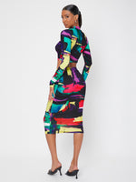 Graphic Print Mock Neck Top & Bodycon Skirt Set