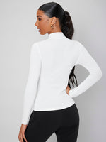 Solid Mock Neck Slim Tee