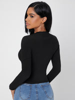 Round Neck Rib-knit Slim Tee